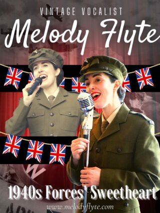 Public Speaker and performer in Cambridgeshire Melody Flyte presents her entertainment Singing for Victory: the Forces' Sweethearts of WW2